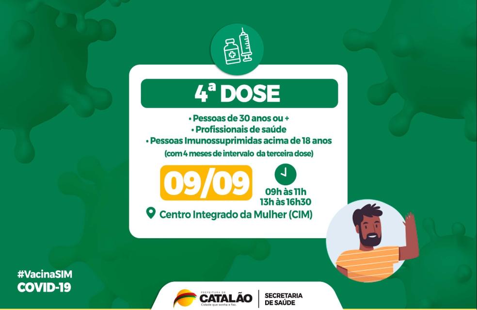 Saúde convoca pessoas de 30 anos ou mais, profissionais de saúde e imunossuprimidos para receberem a 4ª dose