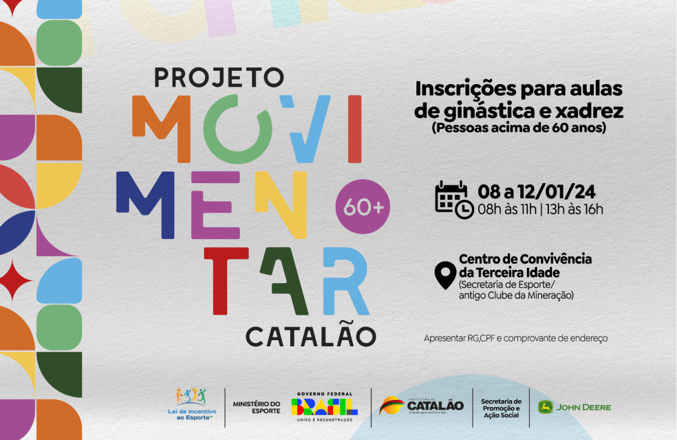 Projeto Movimentar Catalão: Pessoas acima de 60 anos terão aulas gratuitas de ginástica e xadrez