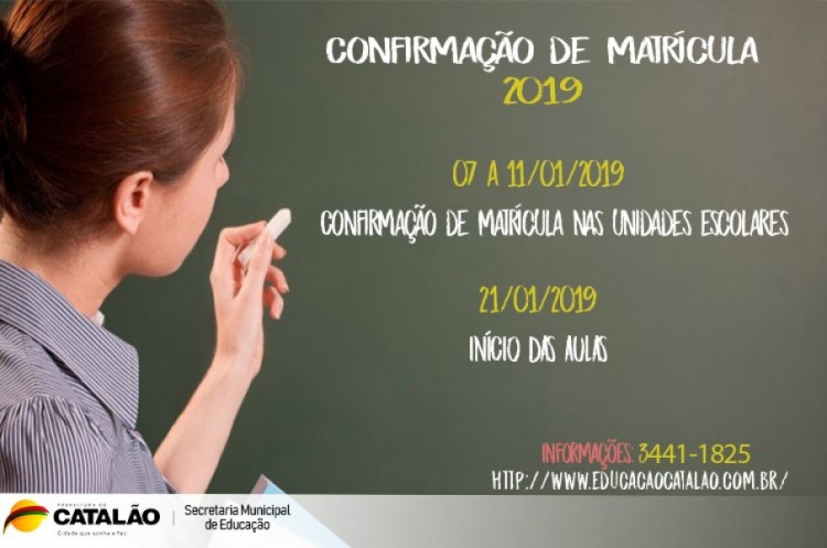Confirmação de matrícula na rede municipal de ensino vai até sexta-feira
